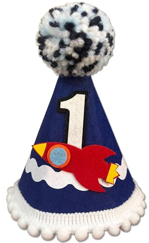 Rocket One Partyhut zum 1. Geburtstag, Weltraum, Krone zum 1. Geburtstag, Weltraum, Galaxie, Thema, Babyparty-Dekoration zum 1. Geburtstag für Jungen