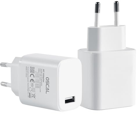 OSCAL Chargeur USB Remplacement de la Prise 18W 1Port, Chargeur Type C Rapide pour Smartphone/Tablettes/PC Portables, Fast Charge 18W Adaptateur Secteur