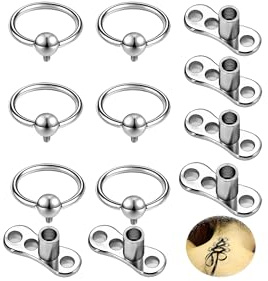 ZS 6 pezzi 16 G in acciaio inox dermal anchor top, 6 pezzi con filettatura interna base microdermali microdermali piercing dermico gioielli per donne uomini