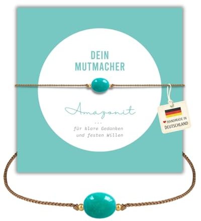 happymaker - Edelstein Armband Damen, handgefertigt in Deutschland mit Goldperlen, Geschenkkarte und Geschenkverpackung, Mutmacher Geschenk