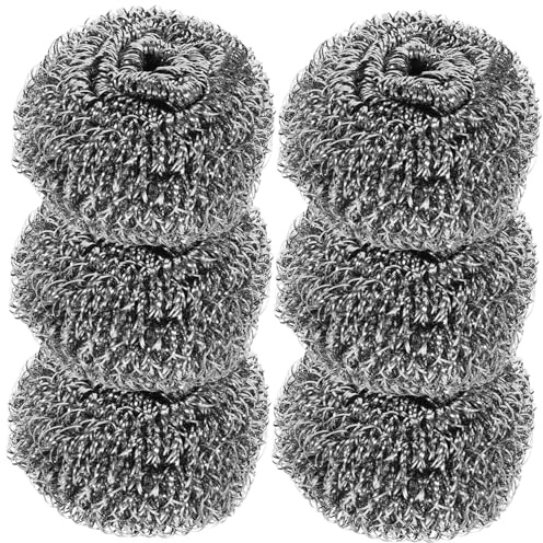 SOLUSTRE Esponjas de Acero para Fregar Platos y Sartenes, 6 Unidades, Lana de Alambre para Metal, Diseño Antiarañazos, Estropajos de Cocina Reutilizables para Limpieza Doméstica