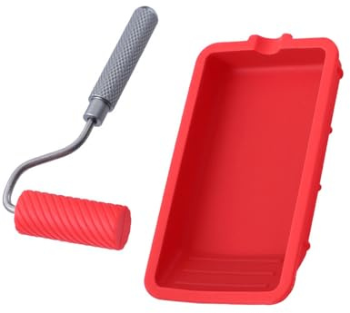 Pinceau rouleau en silicone avec plateau pour application uniforme de la peinture sur les murs, plafonds, revêtements de sol et de plafond