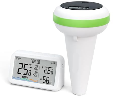 YVAAASIYC IBS-P03R Neues Solar-Funk-Poolthermometer mit Empfänger, 300 m langes Übertragungsthermometer for Whirlpools, Spas