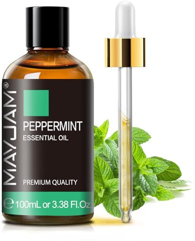 Aceites Esenciales de Menta Piperita 100ML, MAYJAM Aceite de Menta Piperita 100% Puro, Ideal para Aromaterapia Aroma Difusor Fragancia Aceite Masaje