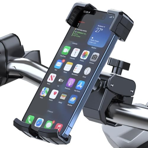 Poquitos Handyhalterung Fahrrad & Motorrad – 360° drehbare Fahrrad Handyhalterung Lenker & E-Bike, stoßfest & rutschfest, Smartphone Halterung 4,5–7 Zoll, werkzeugfreie Montage