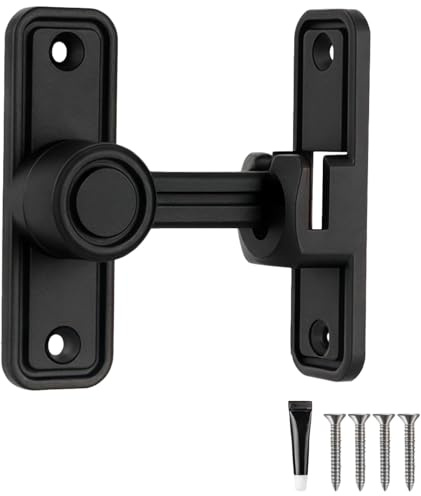 Kit di serrature per porte scorrevoli da fienile, nero, 90-180 gradi, chiusura a scatto con posizionamento a molla a sfera, serratura di sicurezza per finestre, garage, cancelli da giardino senza