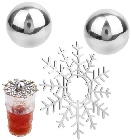 Espresso Cooling Ball Kit, 2 Stainless Steel Ice Balls with Snowflake Stand Reusable Frozen Iced Coffee Chiller for Coffee Bourbon Scotch & Cocktails Accessories