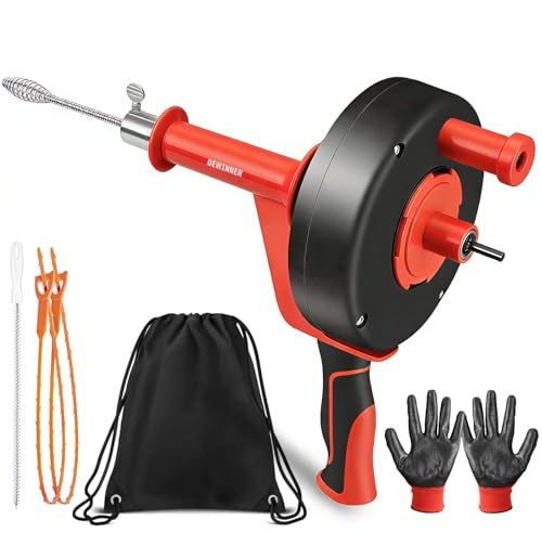 DEWINNER Furet Deboucheur Canalisation [10M], 3 Pièces Deboucheur Canalisation Brosse, 2 Modes de Fonctionnement - Outil de Débouchage d'évier pour Tuyauterie égouts,Lavabo,Cuisine