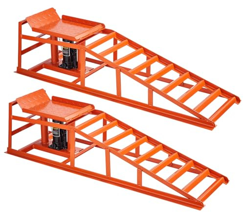 VEVOR Rampe de Levage pour Voiture, 2 PCs, Rampe d'accès Voiture, avec cric hydraulique de 5 T, Hauteur de Levage de 27 à 36 cm, élévateur Robuste pour Inspection, vidanges et réparation Automobile