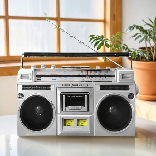 Portable Bluetooth Cassette Boombox with AM/FM Radio, Retro Tape Player, SD/USB Input, Ideal for Family Gatherings, Travel, Park, School, Vintage Inspired