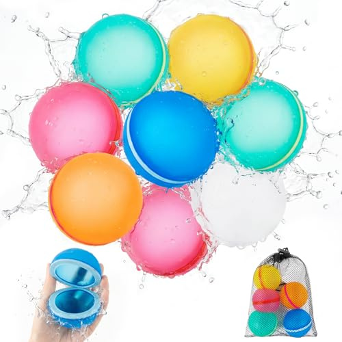 Magnetische Wasserbomben Wiederverwendbar 8 Stück, Silikon Wasserbomben Selbstschließend, Sommer Wasserspielzeug für Garten, Pool, Strand & Party