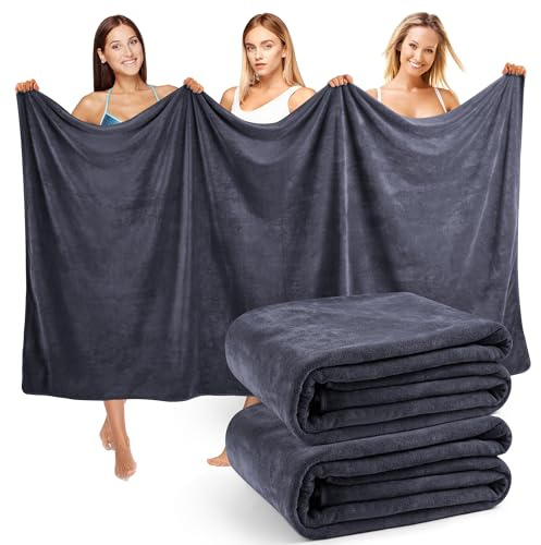 2 Stück XXL Badetuch Groß 100x200 cm - Saunahandtuch & Badehandtuch Groß | Saunatuch & Sauna Handtuch als Strandtuch - Stark Saugfähig & Weich. 420 g/m² Baumwolle, für Damen und Herren. Dunkelgrau