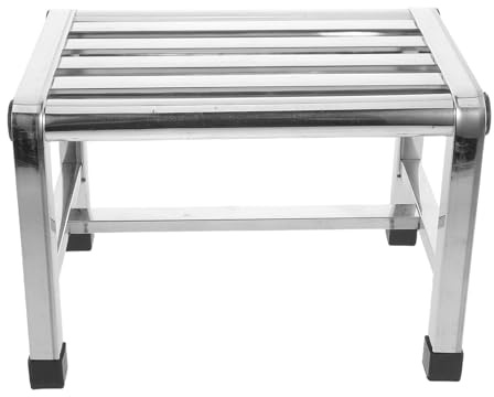 TOYANDONA Waterproof Bathroom Stool Stainless Steel Shower Foot Rest with Antiskid Pads and Easy to Move Design, Compact Bathtub Seat for Seniors in Garage Workshop or Patio
