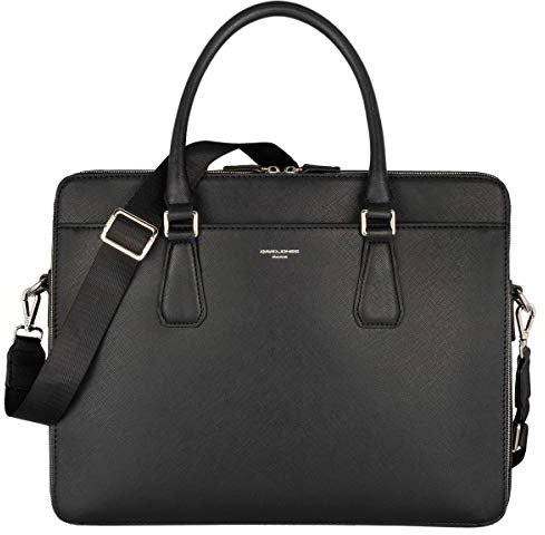 David Jones - Herren Aktentasche - Mann Business Tasche - 13 Zoll Laptoptasche Arbeitstasche - Saffiano PU Leder A4 Handtasche Schultertasche Umhängetasche - Briefcase Messenger Arbeit Büro - Schwarz