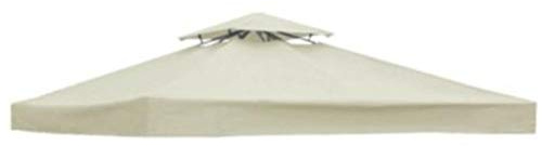Steadyuf Telo di Copertura per Gazebo 3x3 Mt Colore Beige con Ribalta con Tetto Camino Antivento Telo Impermeabile Antipioggia Doppio Strato Poliestere e PVC Rinforzato in PU, Telo Top