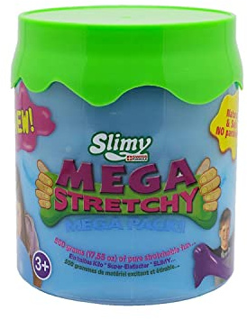 SLIMY Mega Stretchy 500g - Original Slimy Mega Slime Spielmasse für Kinder, extrem dehnbarer Schleim in der Geschenkbox, elastische Spielknete als Kindergeschenk, Farbe:Blau