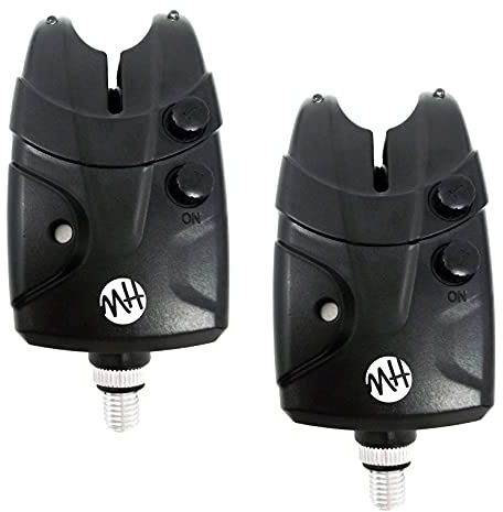 Matt Hayes Adventure Pack of 2 Water Resistant Multi-function Bite Alarm Carp with LED Lights and Audio Via Speaker Variable Volume & Tone - For Carp, Tench, Bream and Barbel [99-8021], Black