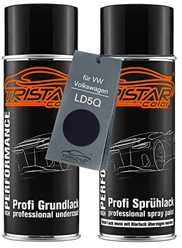 TRISTARcolor Autolack Set Spraydosen für VW LD5Q Shadow Blue Metallic | für VW / Volkswagen, Shadowblau Metallic, Set aus Grundlack + Basislack, Sprühdosen 400ml