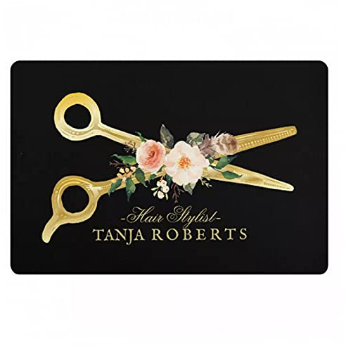 WZXKR Personalisierte Fußmatte Friseur Blumenschere Willkommen Fußmatte Personalisierte schicke Friseursalon Schönheitssalon Fußmatte Teppich Teppich Eingangstürmatte Innentürmatte Heimtextilien