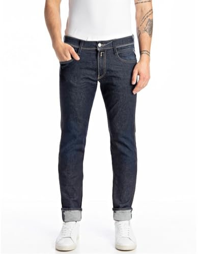 Replay Men's Anbass Recycled Jeans, 007 Dark Blue, 33W x 34L