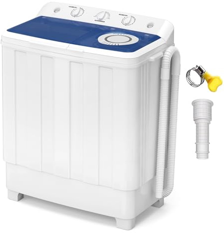 VCJ - Lavadora portátil, lavadora de tina doble, lavadora compacta con capacidad de 28 libras, lavadora de 18 libras y secadora giratoria de 10 libras para apartamentos, caravanas y dormitorios