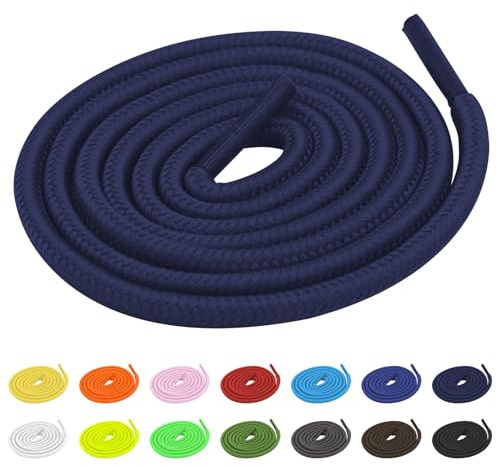 TBOC Cordones Zapatillas Deporte Redondos Cordones Azul Marino Zapatillas [120 cm] Zapatos Botas Militares Cordon Triatlon [5mm] Compatibles con Converse Altas Nike Adidas Panama Jack Timberland