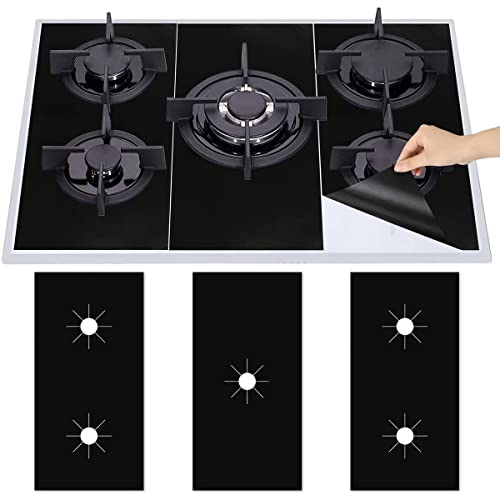 Keyohome - Placa de cocina de gas (3 unidades, protección de teflón, alfombrilla de cocina de gas reutilizables, protector de pantalla antiadherente, limpieza rápida