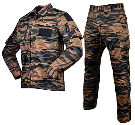 Suwequest Herren Tarnanzug Taktische Militäruniformen Jagd Sommeranzüge Jagdbekleidung Tiger Pattern L-70-80kg