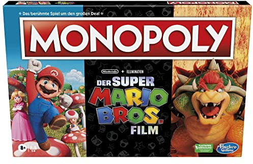 Hasbro Gaming Monopoly Super Mario Bros. Film Edition, Brettspiel für Kinder, enthält Bowser Spielfigur