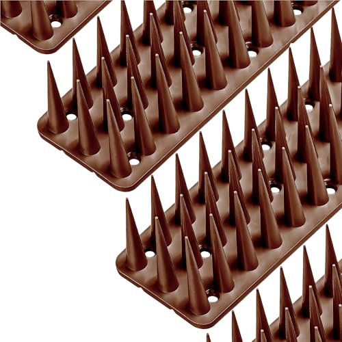 Konzept 11 Taubenabwehr Spikes – UV-beständiger Kunststoff, 3-reihig Vogelschutz ideal für Balkon und Fensterbank, schnelle Montage 6 Meter (12Stück x 50cm, 3cm Hoch) in Braun