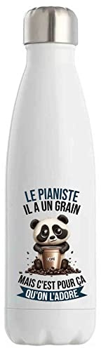 Bouteille Isotherme Le Pianiste Panda Café | Idée Gourde Cadeau Travail Métier Sport Humour Collègue Homme Anniversaire Noël