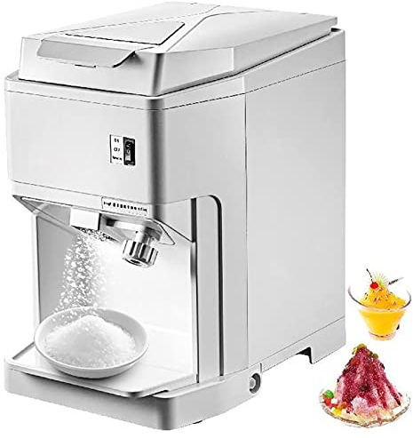 Electric Shaved Ice Crusher, 250W Adjustable Fineness Shave Rough and Fine Ice, 1450r/m Crushed Ice Machine Snow Cone Maker, Ice Shaver for Ice Cream, Cocktails, Cold Juice and Smoothies,200kg/H