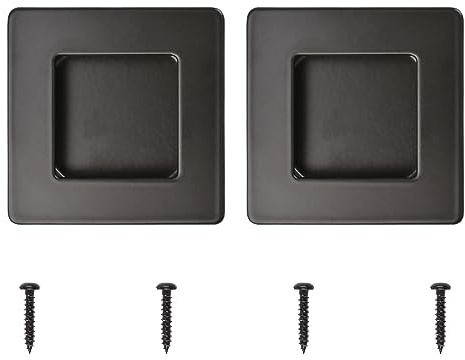 MOROBOR Tiradores empotrados de dedo, 2 manijas de puerta corrediza empotradas de acero inoxidable con agujero lateral cuadrado para cajones y armarios, color negro mate, 70 mm