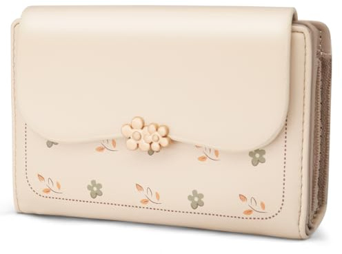 REETEE Geldbörse Klein Damen PU Leder Geldbeutel Damen Klein und im Kurzformat Portemonnaie Viele Fächer, Portmonee mit 10 Kartenfächer und Zipper Münzfach Brieftasche (Aprikose)