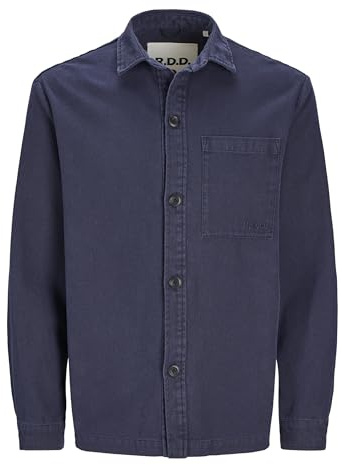 Jack & Jones Rddcolter Canvas Overshrit L/S SN, Blazer Blu Marine, XXL