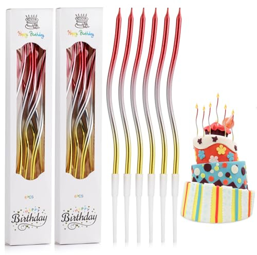 12 Pezzi Candele Lunghe Compleanno, Candele Compleanno, Candeline Compleanno Con Supporti, Candele Torta Per Decorazione Della Festa Nuziale Di Compleanno