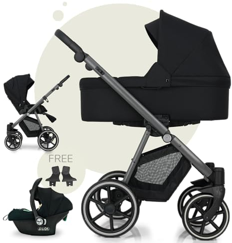 my junior® NOAX² 3-in-1-Kinderwagen inkl. Babyschale, Liegewanne, Sportsitz, Adapter, geräumiger Einkaufskorb in City Noir
