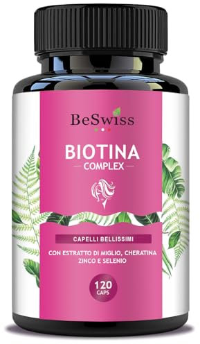 Biotina Capelli Unghie e Pelle | Vitamine Per Capelli + Cheratina e Estratto di Miglio | Trattamento 4 Mesi | 120 Capsule