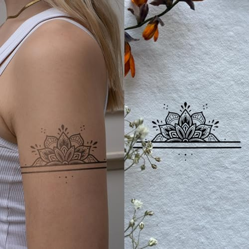 Mandala Ring - Inkster Tattoo | vegane & wasserfeste Temporäre Tattoos für Erwachsene - EU-Kosmetikzertifizierte Farbe - revolutionäres 2 Wochen Tattoo | Premium Klebetattoos