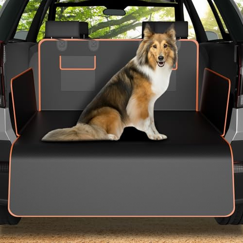 HQCM Kofferraumschutz Hund mit Seiten- und Ladekantenschutz Tasche Universal 185x102CM 600D, Wasserdicht Kratzfest Kofferraum schutzmatte Hundedecke für Auto SUV Van