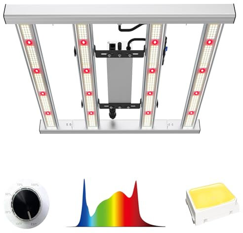 LES FLEURS 240W LED Grow Lampe, Pflanzenlampe Led Vollspektrum Zimmerpflanzen Lampe mit 0-10V Dimmer, 800pcs Dioden Daisy Chain Hanging wachsen Lampe 90x90cm Abdeckung
