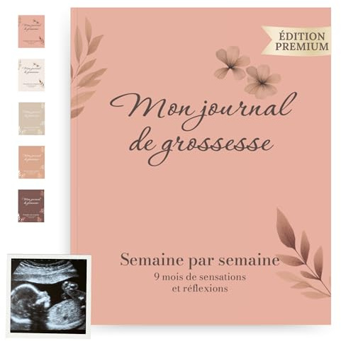 HuBorns - Journal de Grossesse pour Capturer Chaque Moment Hebdomadairement, Livre Grossesse Future Maman avec Espace pour Photos et Ultrason, Livre De Grossesse à Remplir pour Préparer l'Accouchement