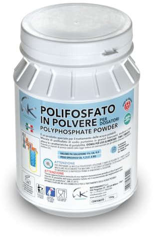 WK - Polifosfati per Caldaia, Ricarica Universale di 1 Barattolo in Polvere da 750 g per Filtrazione Acqua, Funge da Anticalcare e Anticorrosivo