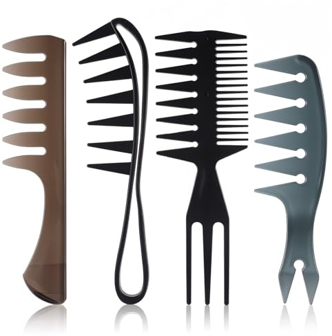 4 Stück Styling Kamm Männer Set Haarkamm Set Breite Zahnkämme Männer Kammset Friseur Männer Styling Kamm Hai Zahnkamm Kunststoffkamm Kamm Öl Kopf Kamm für Herren Mann Friseure Salon Haarstyling