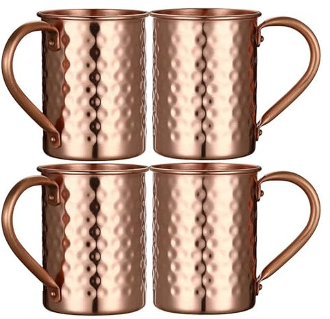BVMKNI 4PCS 400ml 100% Pure Copper Moscow Mule Mug for a Moscow Mule or Any Vodka Based Drink Pack of 4