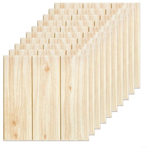 Besttoolifes 20 piezas de papel pintado de grano de madera 3D autoadhesivo, paneles de pared de efecto de madera, adhesivo de pared de espuma de polietileno para el hogar, sala de estar, dormitorio,