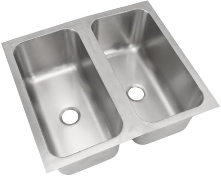 RV Sink 304 Stainless Steel Square Kitchen Double Bowl Sink with 40mm Drain Outlet for Caravan Boat Motorhome Truck