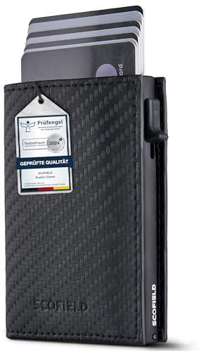 SF SCOFIELD Duality Magflip Slim Wallet mit Münzfach | Kartenetui Herren für 9-10 Karten | Geldbeutel Portemonnaie mit RFID Schutz | Wallets for Men | Kreditkartenetui
