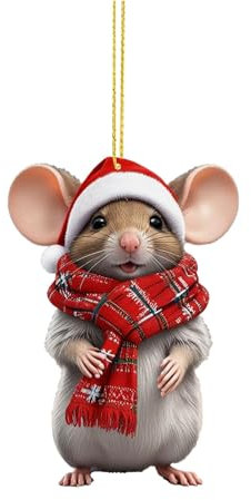 Weihnachtsmäuse Deko Acryl Weihnachtsschmuck Mäuse Weihnachtsdeko Christmas Decorations Mäuse Weihnachten Baumschmuck Weihnachtsdekoration für Zuhause, Auto Lustige Weihnachtsbaum Dekoration