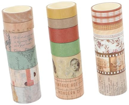 BELLIFFY 20er Packung Vintage Washi-tapes Retro Dekorative Aufkleber Tapes Papier Masking Tape Für Tagebücher Scrapbooks Und Diy Projekte